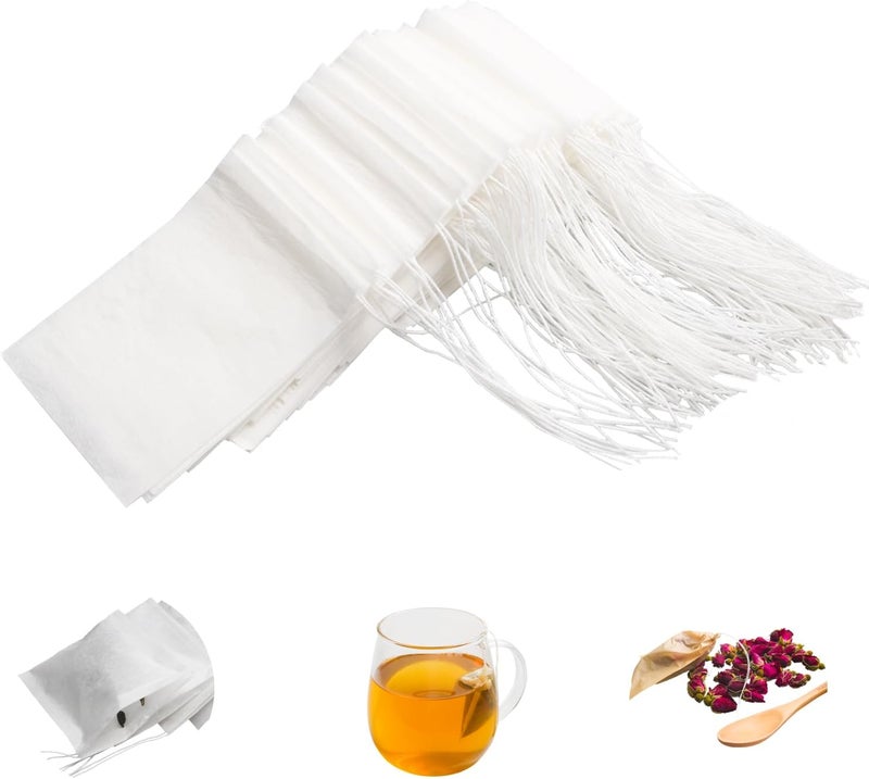 Eketirry 100pcs Tea Filter Bags for Loose Tea, Mini Empty Tea Bags, Natural Wood Pulp Paper Material, Disposable Unbleached Tea Filter Bags with Drawstring for Loose Tea (White,1.97 x2.76 inch) - Image 1