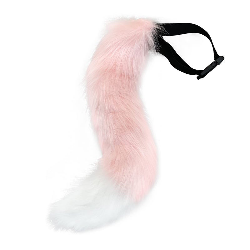 Moyubath Cat Wolf Fox Faux Fur Furry Tail for Cosplay Halloween Fancy Party Costume Accessories Pink - Image 1