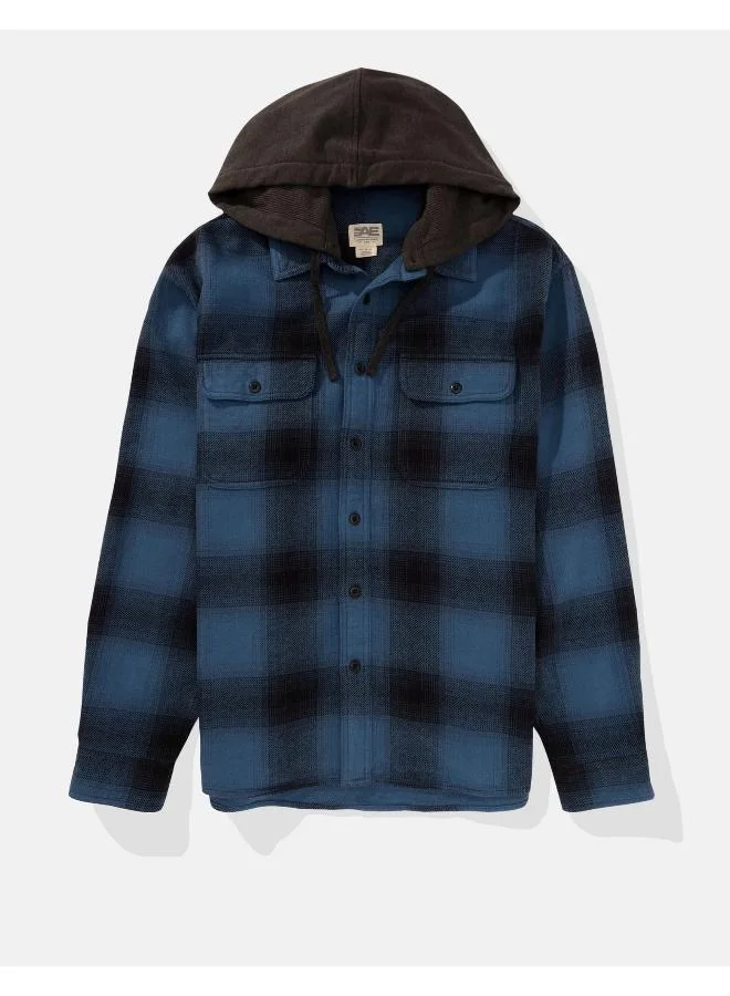 امريكان ايجل Checked Hooded Shirt