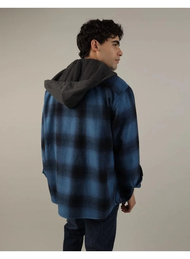 امريكان ايجل Checked Hooded Shirt