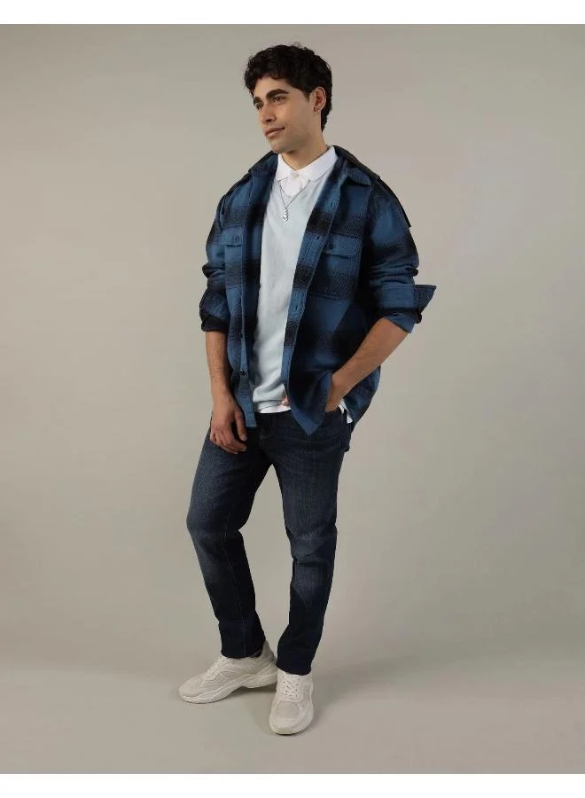 American Eagle Checked Hooded Shirt