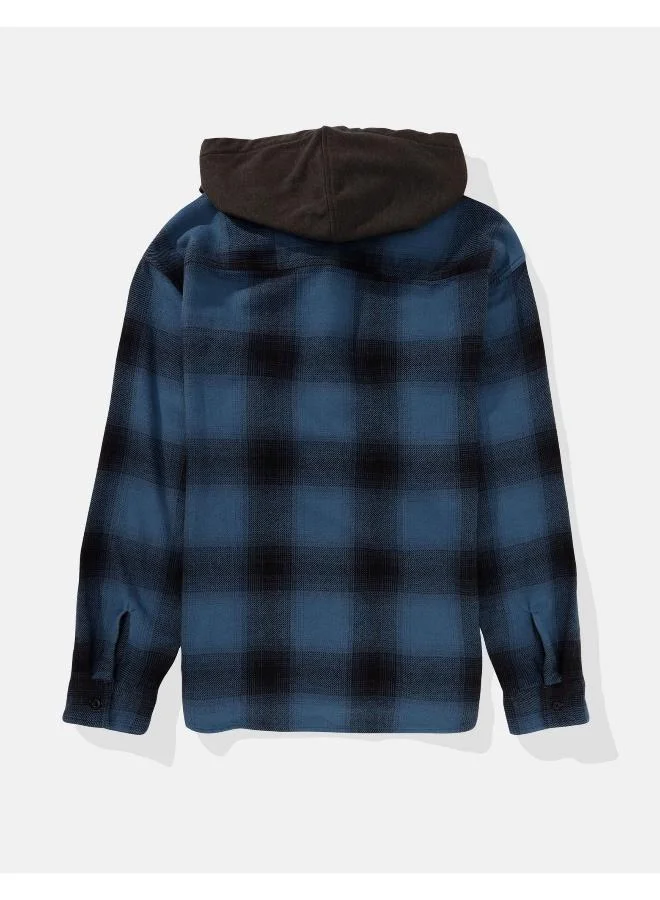 American Eagle Checked Hooded Shirt