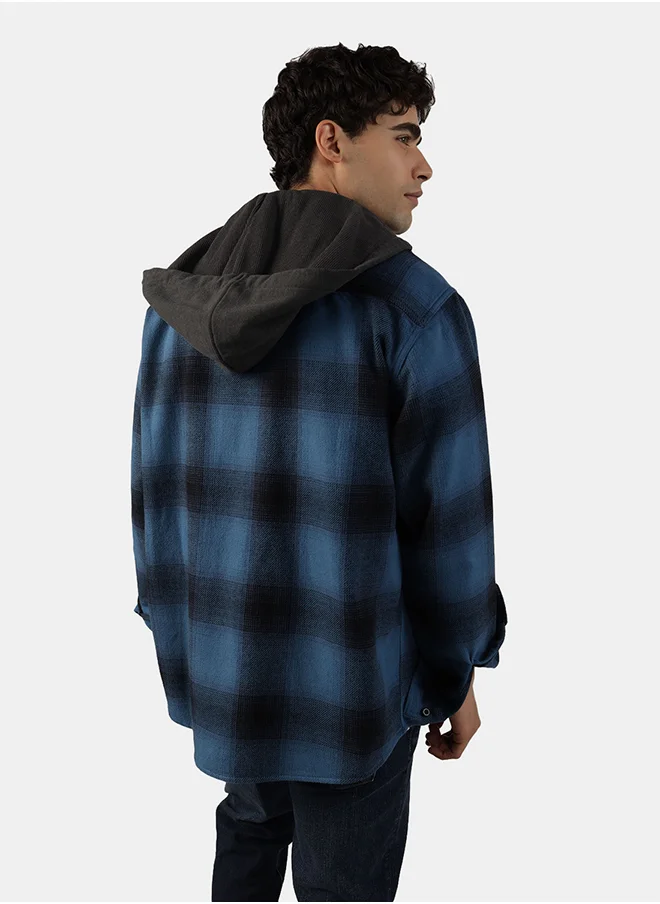 امريكان ايجل Checked Hooded Shirt