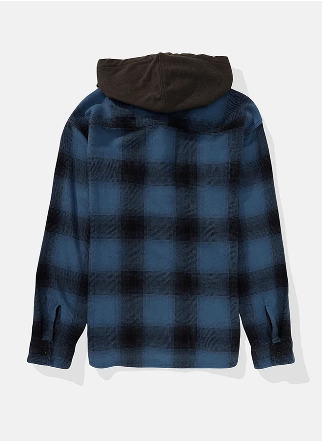 امريكان ايجل Checked Hooded Shirt