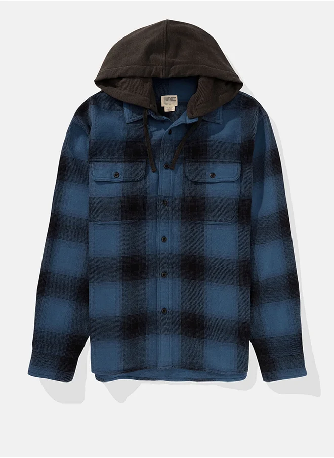 امريكان ايجل Checked Hooded Shirt