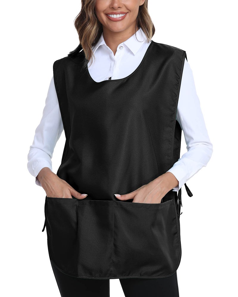 Xeoxarel مئزر خياط غير محدد من زيوكسرل مع 3 جيوب، مئزر عالمي للنساء أو الرجال باللون الأسود - Image 1