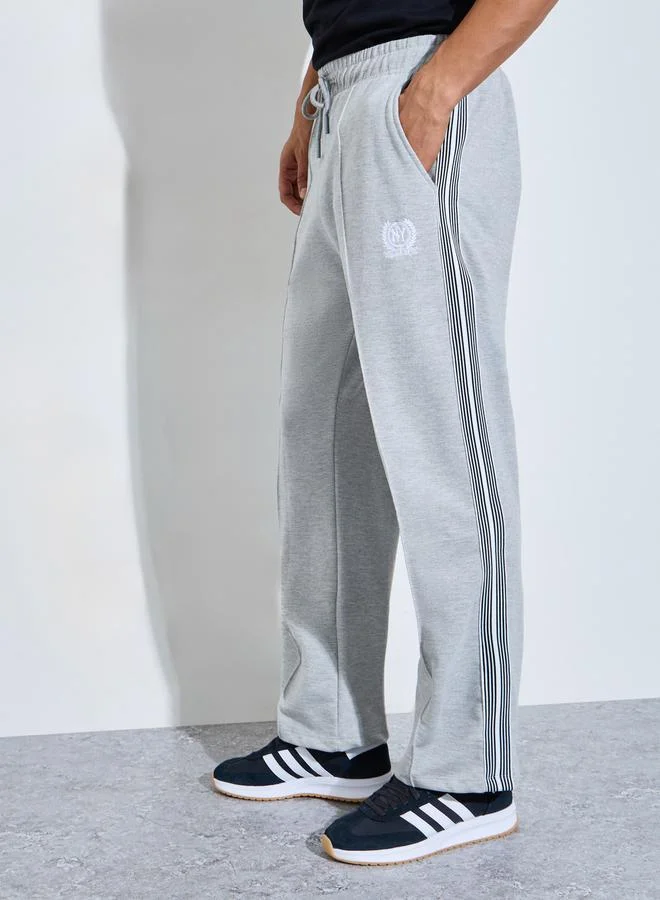 Styli Grey Side Striped Pocket Details Oversized Jogger