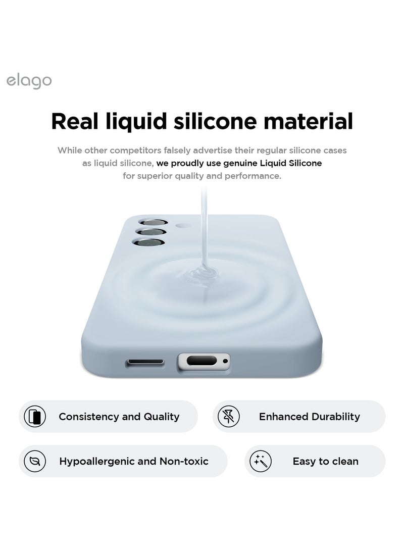 Elago Liquid Silicone for Samsung Galaxy S25 PLUS Case Cover Full Body Screen Camera Protective, Shockproof, Slim, Anti-Scratch Soft Microfiber Lining - Light Blue - Image 4