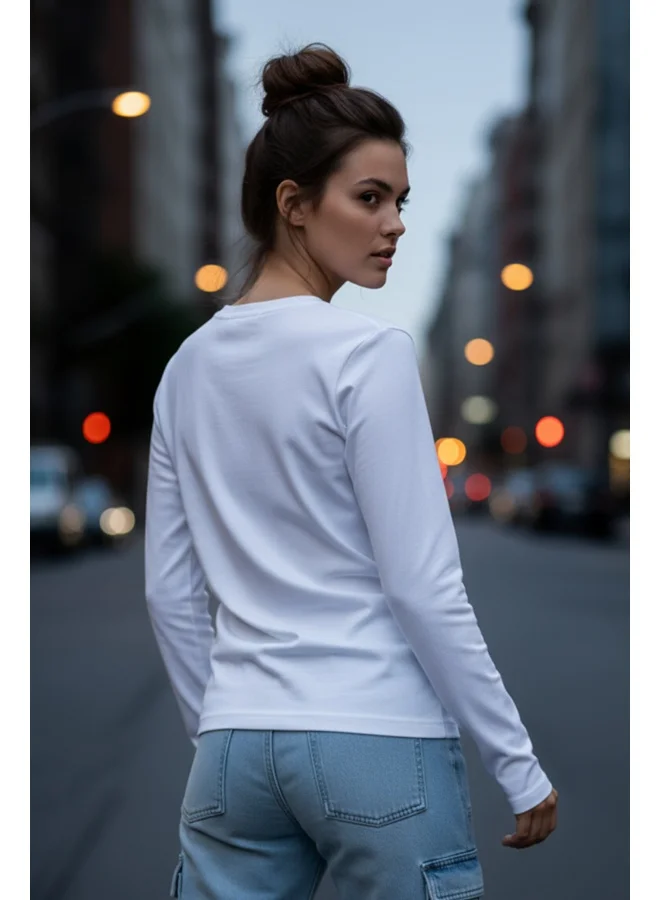 Juneberry JUNEBERRY® Pure Cotton Round Neck Regular Fit Core Fashion Solid Full Sleeve T-Shirt for Women & Girls (JB_FS_REG_WHT_XXL)