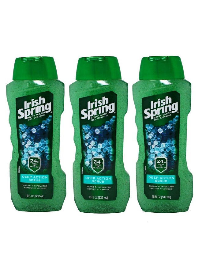 Irish Spring Body Wash Deep Action Scrub 18 Oz (Pack Of 3)  - Image 1