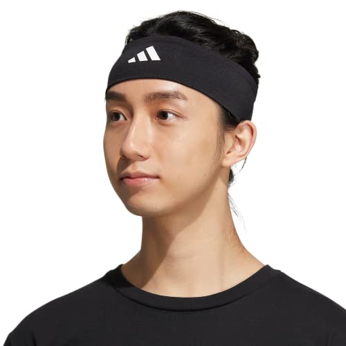 adidas Alphaskin Elastic Headband, Black/White/2, One Size - Image 5