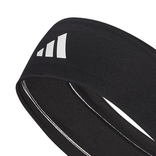 adidas Alphaskin Elastic Headband, Black/White/2, One Size - Image 3