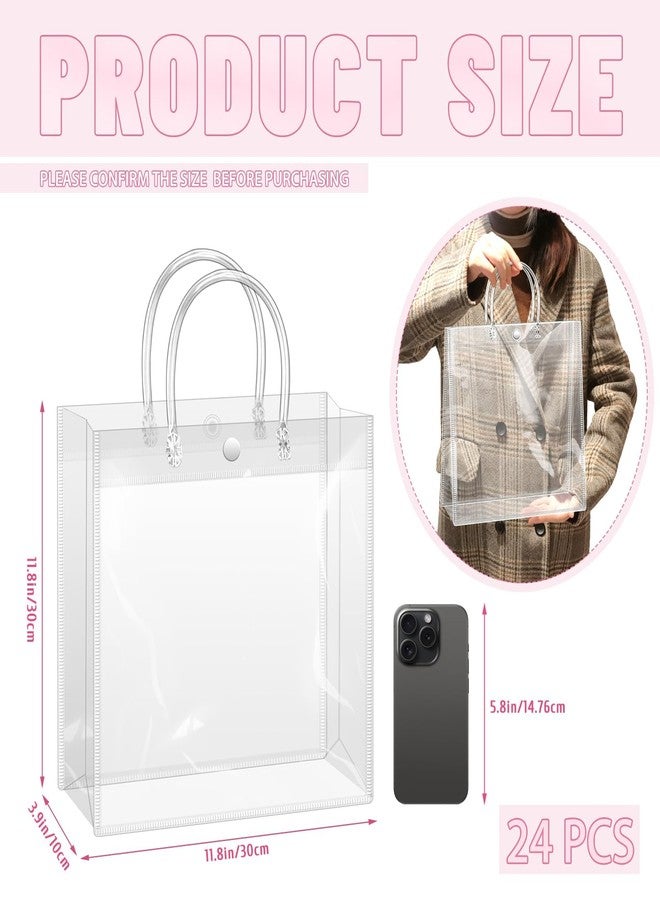 BadenBach 24 PCS Clear Gift Bags with Handles, 11.8 x 11.8 x 3.9 Inch Large Clear Plastic Party Favor Bag Transparent Goodie Tote Bag Gift Wrap Bags Bulk for Wedding Baby Shower Birthday Mother's Day - Image 2