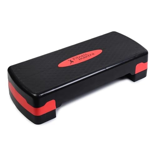 Fitness Mantra® Aerobic Adjustable Gym Stepper for Exercise at Home| Ideal for Cardio, Strength Training & Pilates|1 Piece| Black + Red| - Image 1