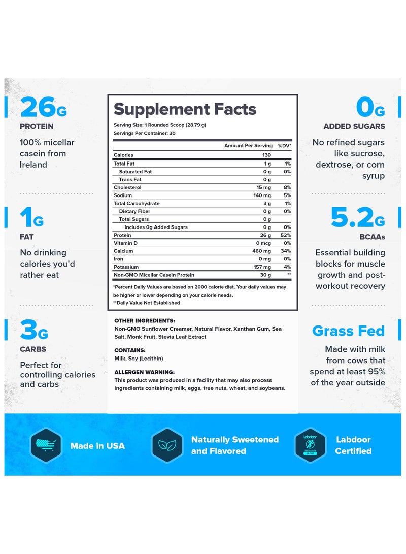 Legion Athletics Casein+ Casein Protein Powder, Grass-Fed Micellar Casein Protein, Naturally Sweetened & Flavored, No Added Sugars, 26g Protein Per Serving, 1020 grams (2.25lbs), 30 Servings - Banana Cream Pie - Image 3
