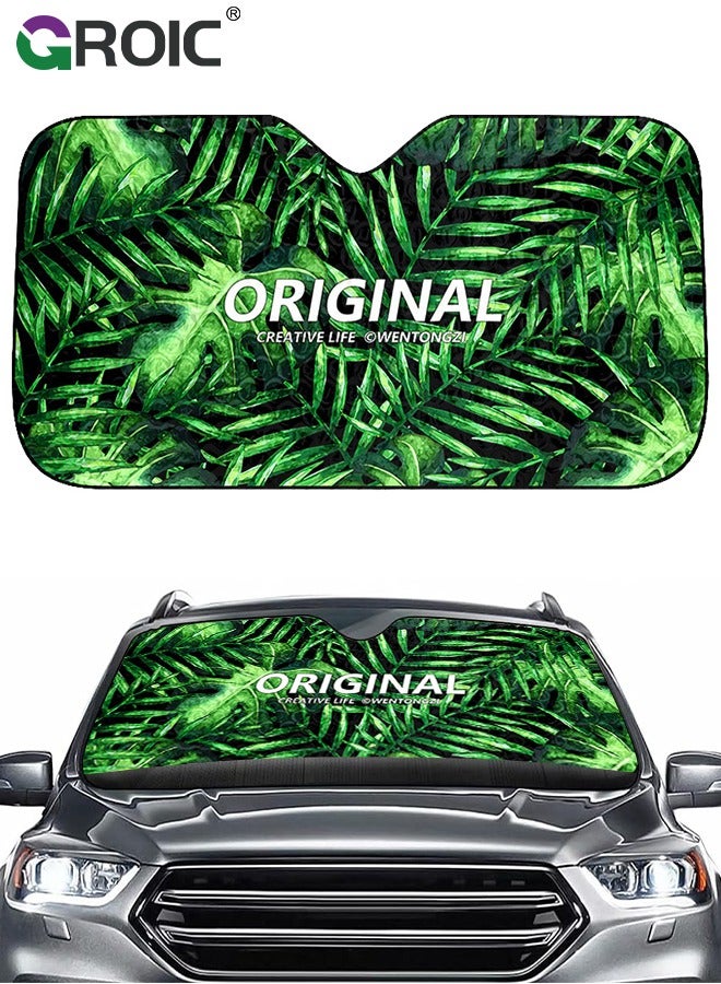 GROIC Car Window Sunshade Cover, Tropical Rainforest Car Windshield Sun Shade, Durable Heat Insulation Sunshade, Foldable Reflective Sun Visor for Car, Universal Fit for Most Cars SUV Truck, 51*27.5" - Image 1