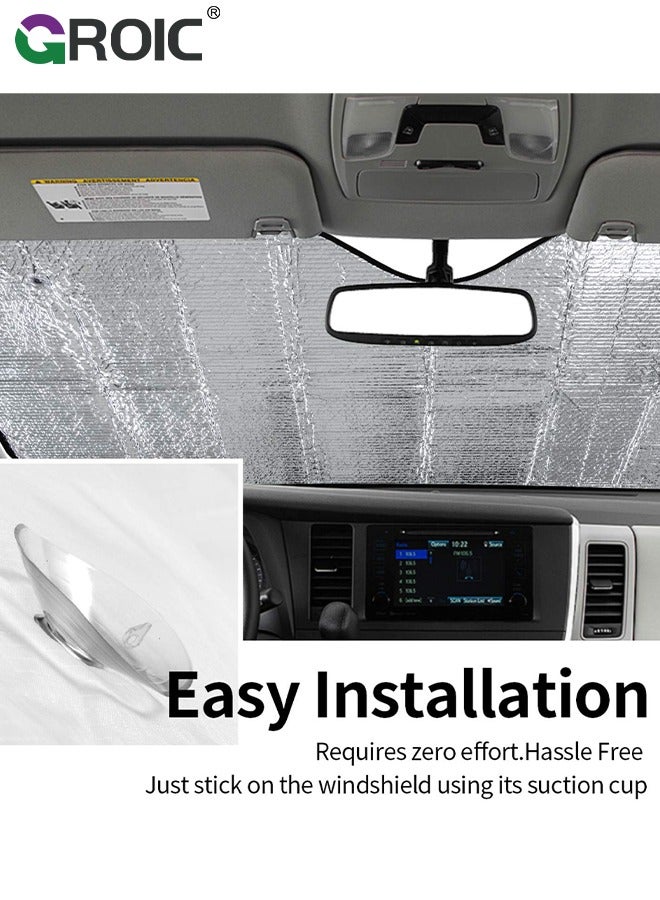 GROIC Car Window Sunshade Cover, Tropical Rainforest Car Windshield Sun Shade, Durable Heat Insulation Sunshade, Foldable Reflective Sun Visor for Car, Universal Fit for Most Cars SUV Truck, 51*27.5" - Image 3