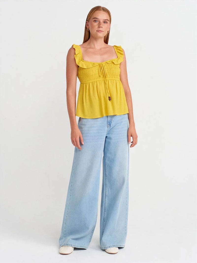 DILVIN Sleeveless Square-neck Blouse With Tie Front - Image 4