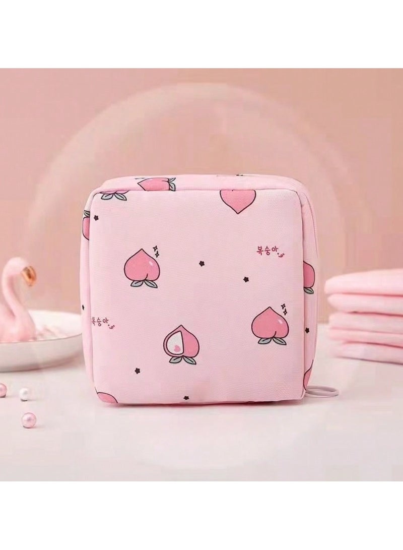 حقيبة تخزين سفر مقاومة للماء - منظم متعدد الأغراض للفوط الصحية وأحمر الشفاه وحقيبة مكياج صغيرة وأدوات النظافة، قطعة واحدة حقيبة صغيرة أنيقة للبنات والنساء لون القرنفل - Image 1