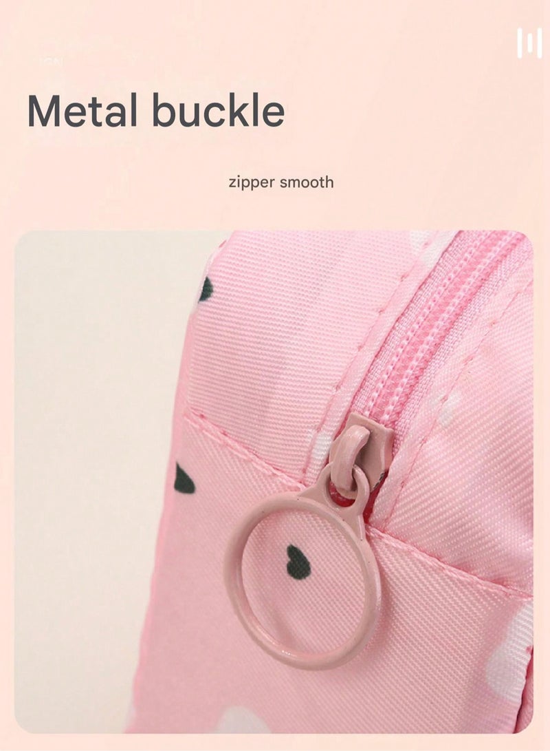 حقيبة تخزين سفر مقاومة للماء - منظم متعدد الأغراض للفوط الصحية وأحمر الشفاه وحقيبة مكياج صغيرة وأدوات النظافة، قطعة واحدة حقيبة صغيرة أنيقة للبنات والنساء لون القرنفل - Image 3