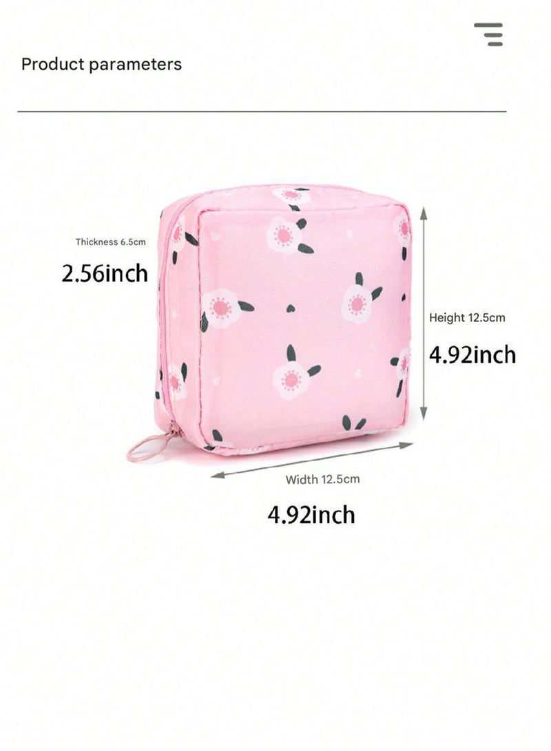 حقيبة تخزين سفر مقاومة للماء - منظم متعدد الأغراض للفوط الصحية وأحمر الشفاه وحقيبة مكياج صغيرة وأدوات النظافة، قطعة واحدة حقيبة صغيرة أنيقة للبنات والنساء لون القرنفل - Image 2