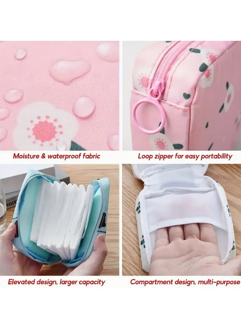 حقيبة تخزين سفر مقاومة للماء - منظم متعدد الأغراض للفوط الصحية وأحمر الشفاه وحقيبة مكياج صغيرة وأدوات النظافة، قطعة واحدة حقيبة صغيرة أنيقة للبنات والنساء لون القرنفل - Image 5