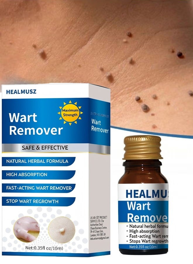 هيلموسز سائل إزالة الثآليل، لوشن إصلاح لإزالة الثآليل والشامات، سهل الاستخدام لإزالة علامات الجلد بشكل آمن وفعال، محلول سائل لإزالة الثآليل - 10 مل - Image 1