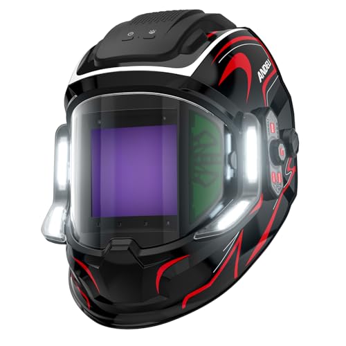 ANDELI Welding Helmet with 4 LED Light 180 Panoramic 6 Arc Sensor True Color Auto Darkening Welding Hood with Internal Display 2400mAh Rechargeable Battery for TIGMIGCutGrind MONERRC LED PRO - Image 1