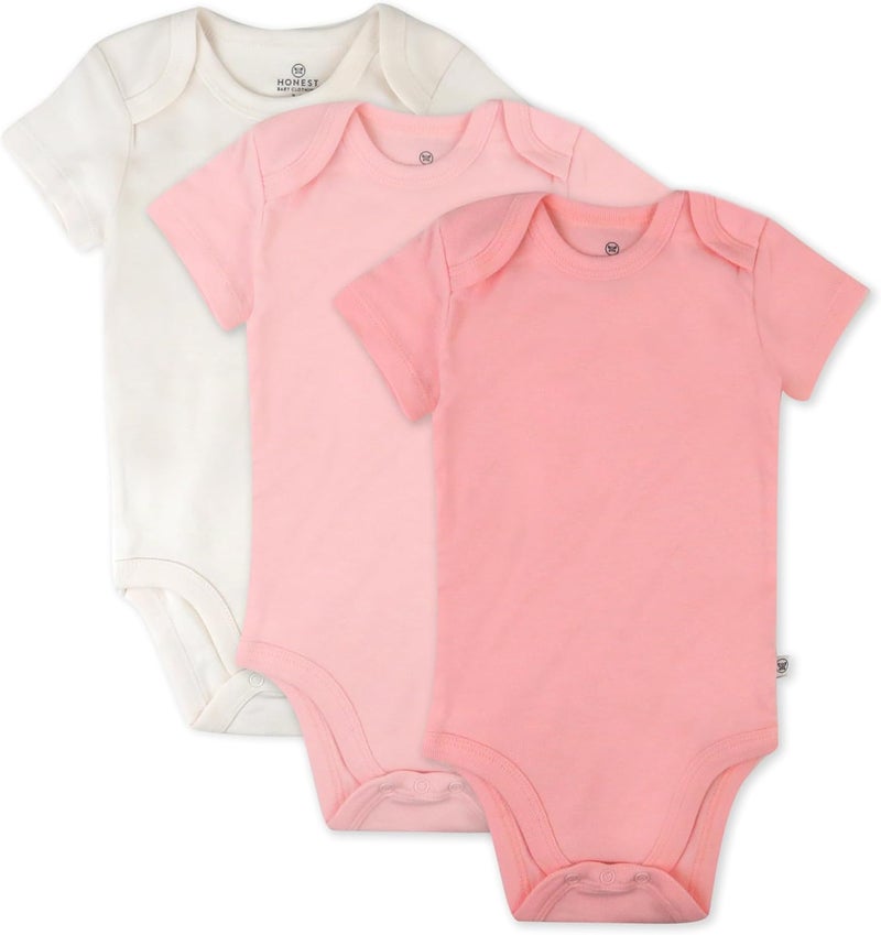 HonestBaby Unisex Baby 3-pack Short Sleeve Bodysuits One-piece 100% Organic Cotton for Infant Baby Boys, Girls, Unisex Bodysuit (pack of 3)