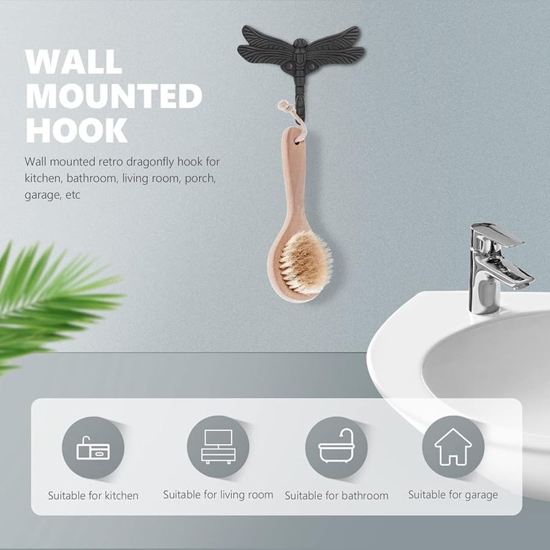 VICASKY Dragonfly Wall Hook Set Vintage Decorative Hanger For Clothing Towels Living Room Bathroom - Image 4