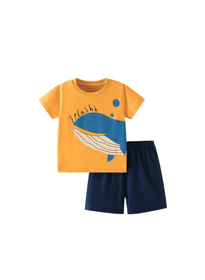 Malwee Boys Summer Clothing Round Neck Short Sleeve T-shirt European And American Handsome Two-piece Set - Image 1