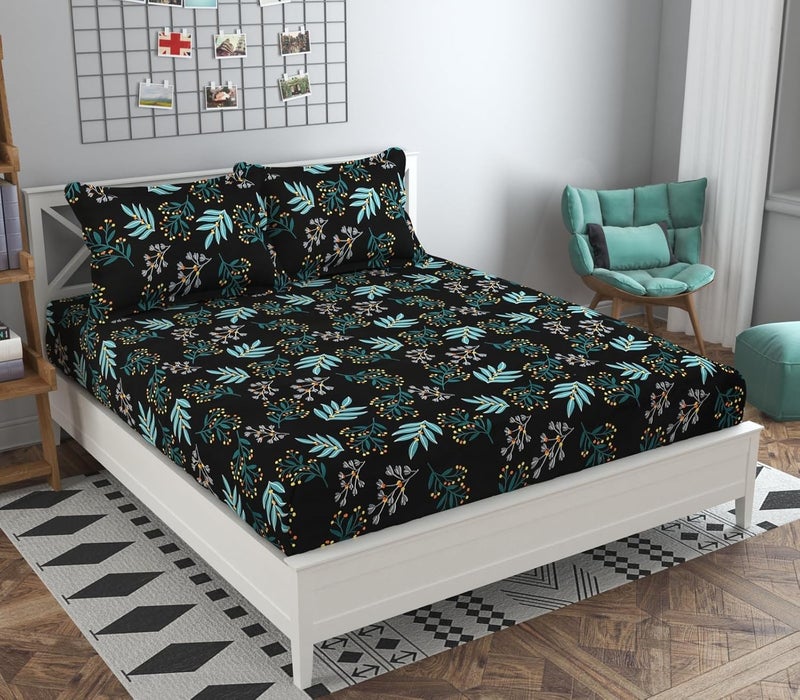ENGUNIAS ENGUNIAS Prime Collection Soft Touch 1 Double Bedsheet with 2 Free Pillow Covers 185 TC Soft CottonBlend 280 x 228 Cm Double Bedsheet for Double Bed  - Image 1