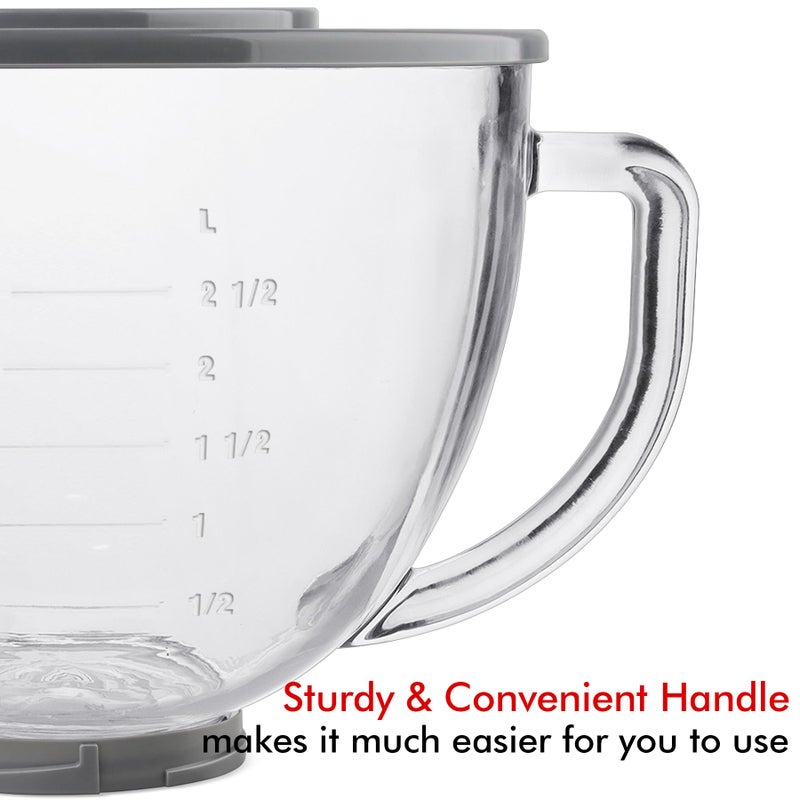 FIRJOY Glass Mixing Bowl Accessory 5 Quart - Compatible with KitchenAid 4.5 and 5 Quart Tilt-Head Stand Mixers (With Lid & Lock Ring) - Image 5
