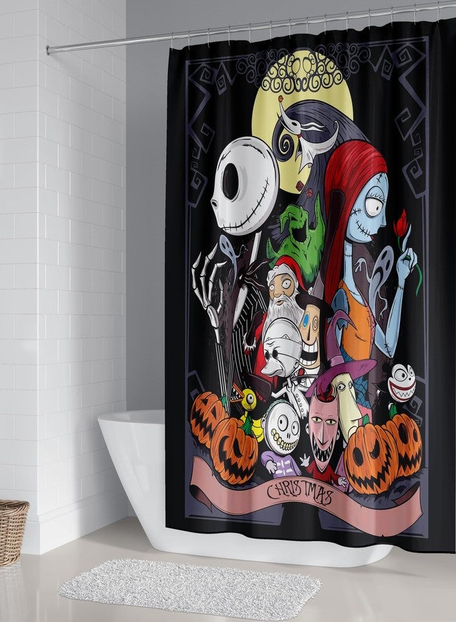 DDS-DUDES 4Pcs Christmas Shower Curtain Sets Kids Bathroom Halloween Christmas Decor with 12 Curtain Hooks for Bathroom, Waterproof 71 x 71 inch D00047 - Image 2