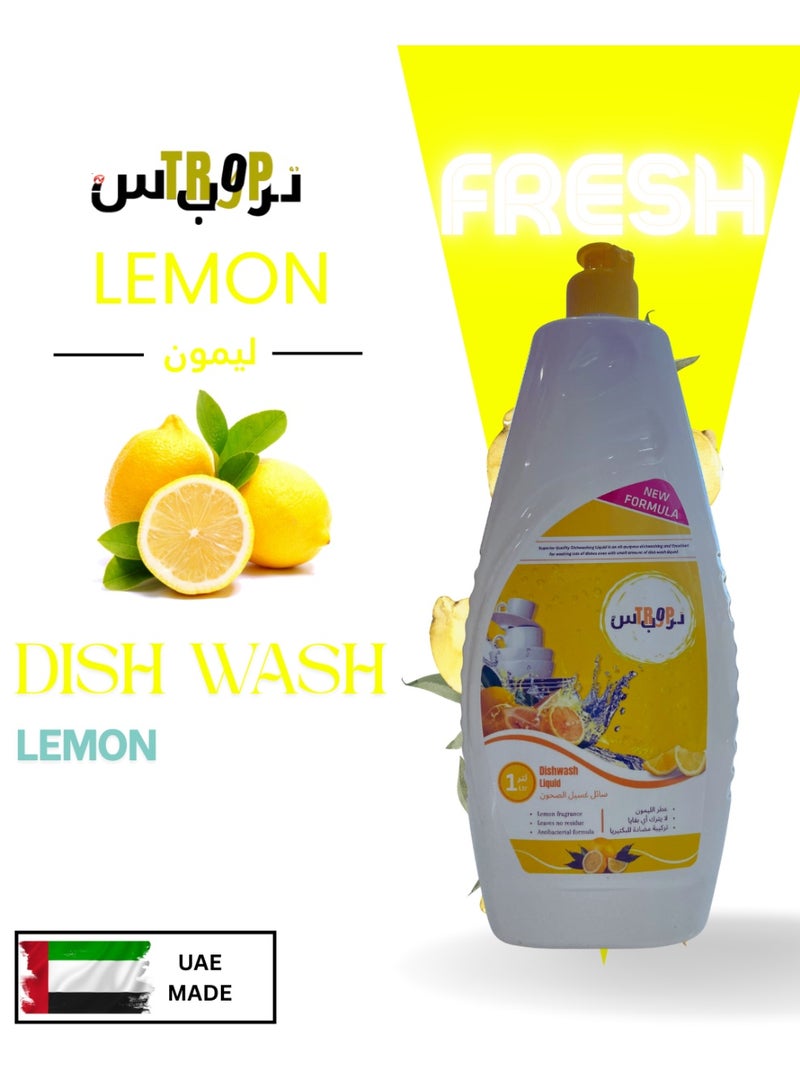 Trops Lemon Dishwashing Liquid 1 L Pack of 2 - Image 2