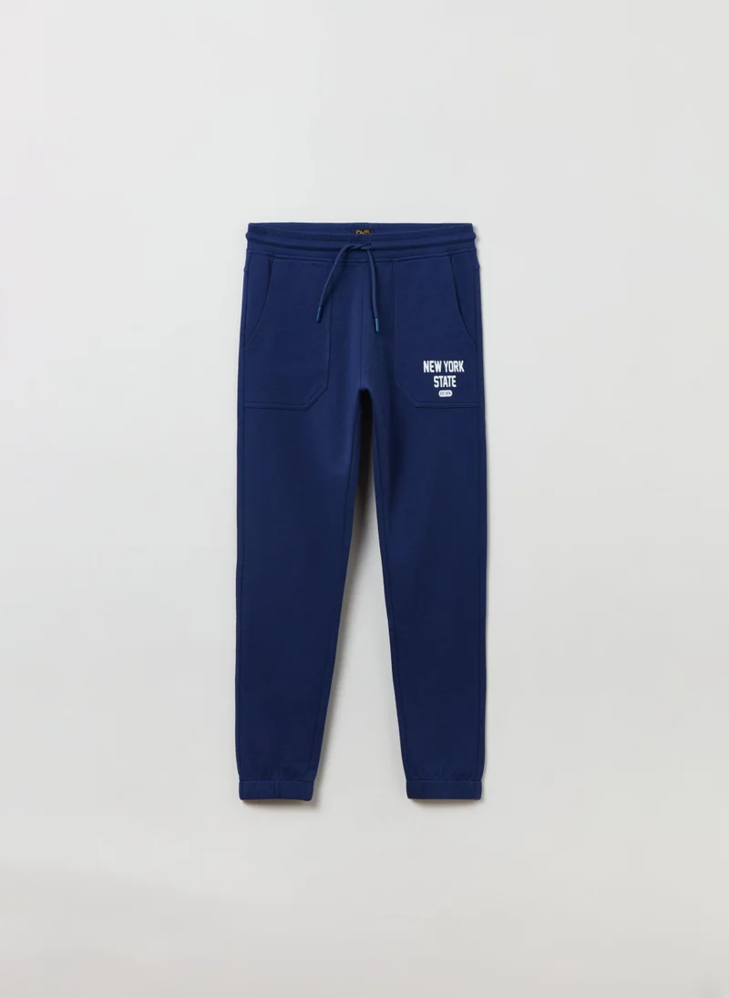 او في اس Fleece joggers with lettering print