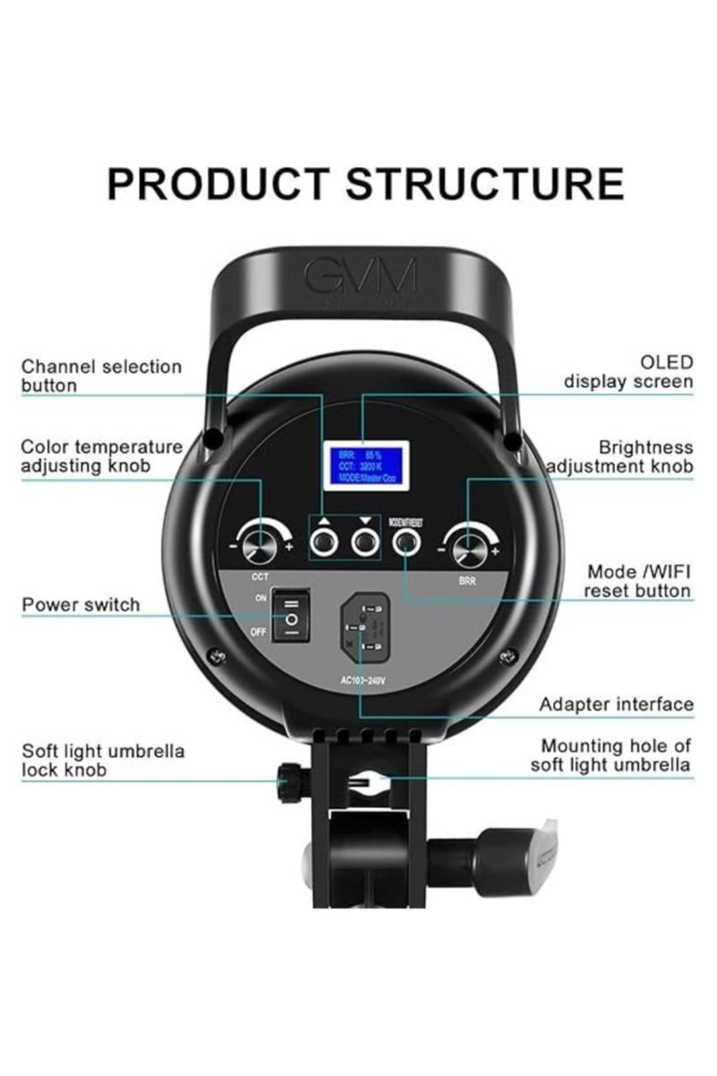 Photography Lighting Kit, Video Maker LED Light, Lantern Softbox with Bluetooth & APP Control, 200W LED Bulbs, Bowens Mount, Dual Umbrella Softbox, Professional Studio Light for YouTube & Portrait Shooting - Image 2