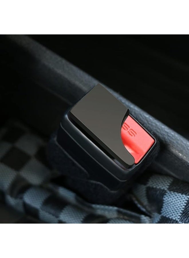 XSEVEN Car Seat Belt Alarm Stopper Universal - 2 Pcs, Carbon Fiber Seatbelt Silencer & Alarm Mute Clip, High-Strength Metal Buckle Insert - Black - Image 1