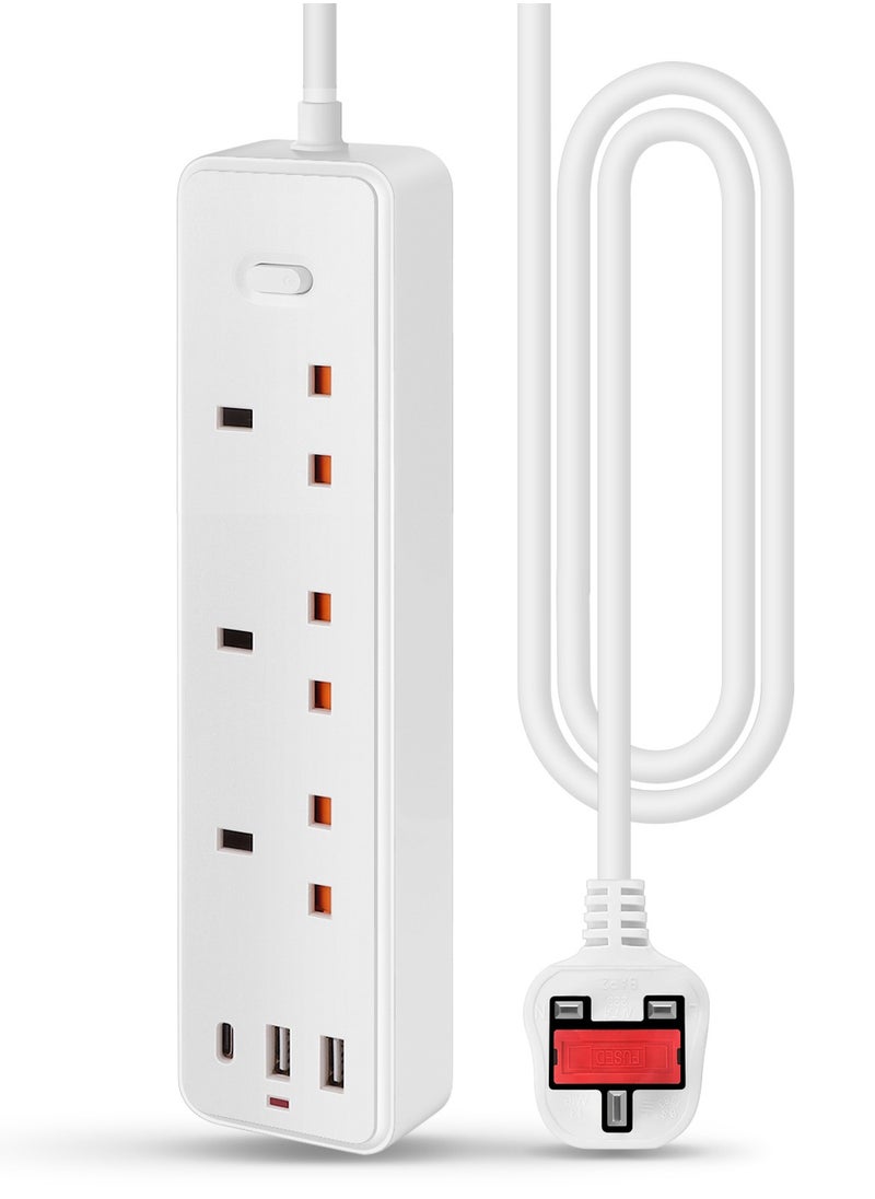 جورفنت كابل تمديد طاقة، 3 منافذ (منفذين USB + 1 منفذ Type-C)، مأخذ كهربائي مناسب للاستخدام في المنزل، السفر، الملحقات الخاصة بالألعاب، منظم الأسلاك، تمديد كهربائي.  - Image 1