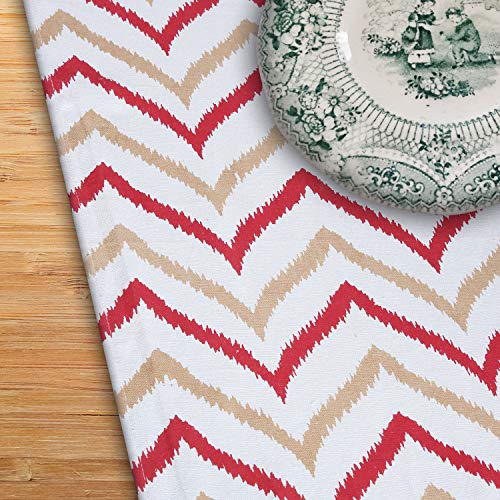 Dekor World Chevron Printed Red Cotton Table Runner (33x180cm) (Pack of 1 Piece)-6 Seater Dinning & Center Table - Image 4