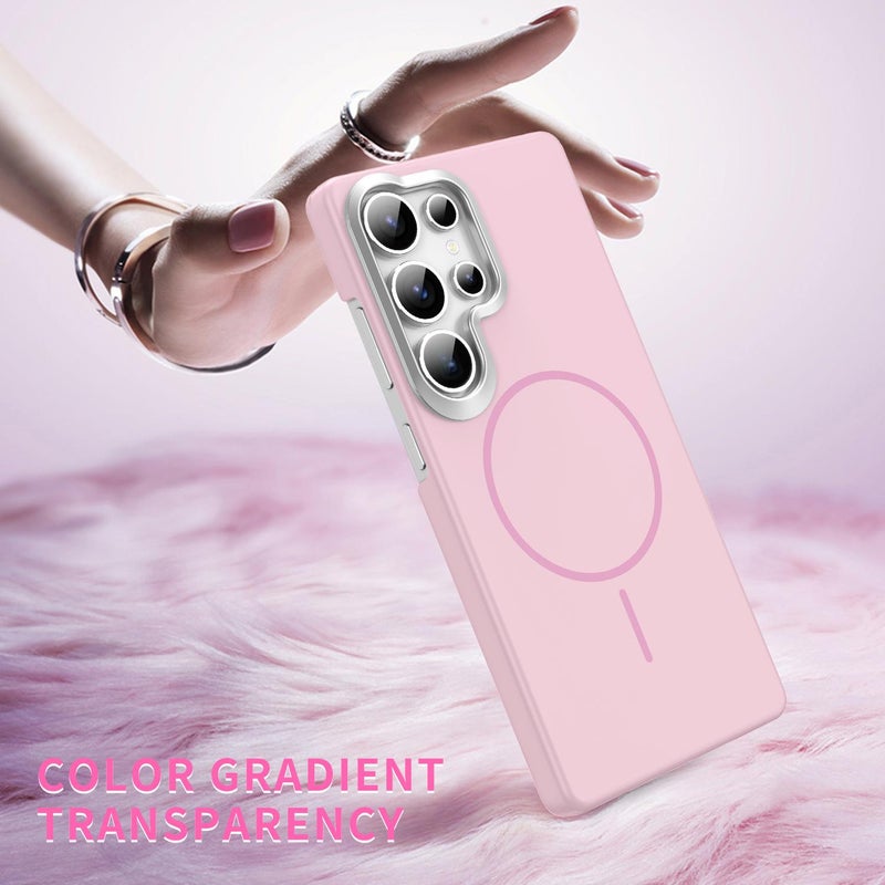 erorex For Samsung Galaxy S24 FE 5G Gold Armor PC Thin Circle MagSafe Shockproof Phone Case(Pink) - Image 4