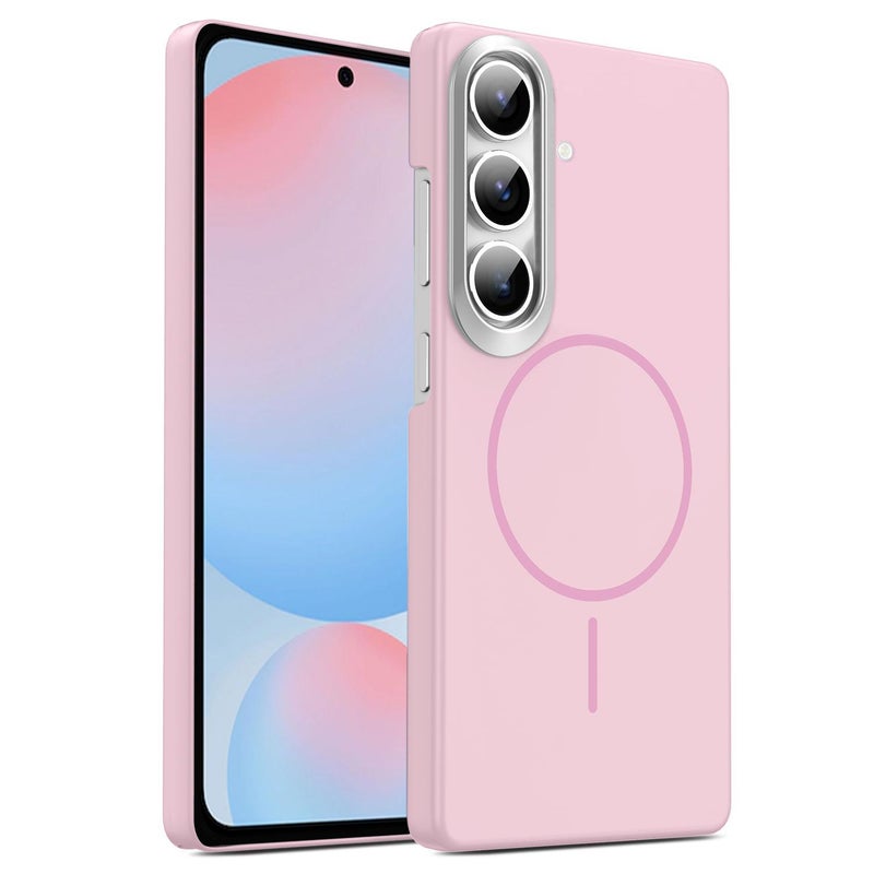 erorex For Samsung Galaxy S24 FE 5G Gold Armor PC Thin Circle MagSafe Shockproof Phone Case(Pink) - Image 1