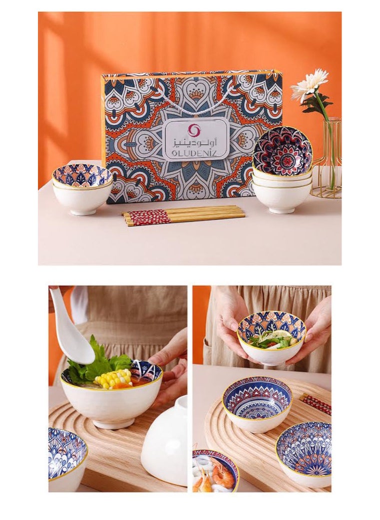 أولودينيز  - اطقم صحون جميلة ومميزة بطراز صيني مع أعواد أكل فاخرة - Image 1