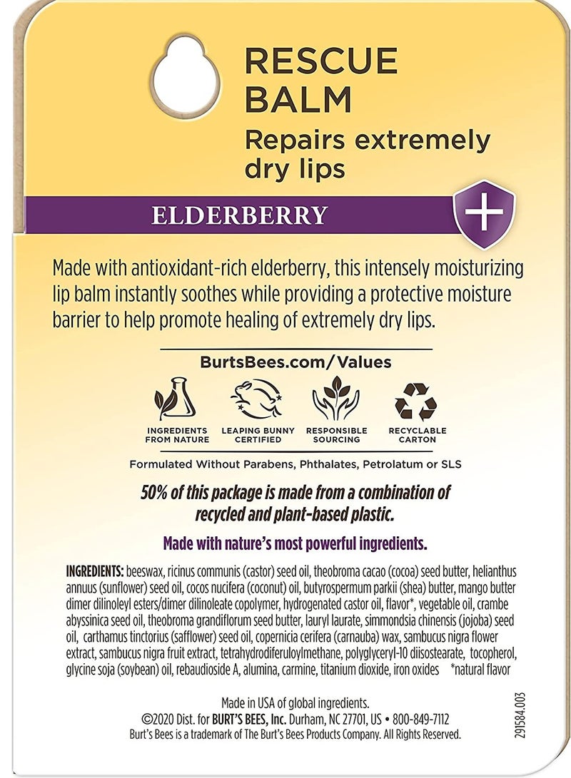 100% Natural Origin Rescue Lip Balm with Beeswax and Antioxidant-Rich Elderberry, 2 Tube in Blister Box, Package May Vary, Purple, 0.15 Oz - Image 2