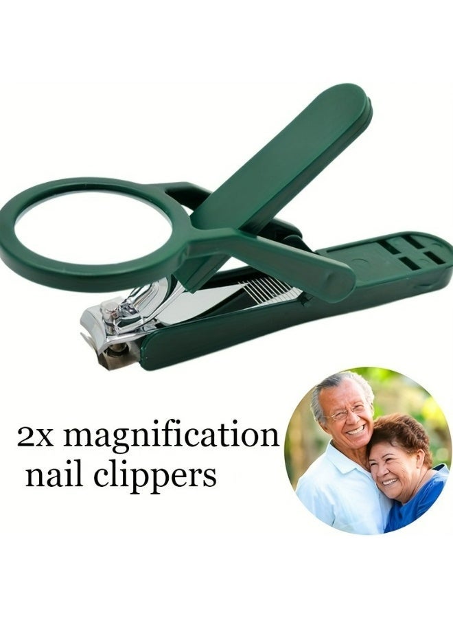 مقص أظافر مع عدسة مكبرة، تأثير تكبير 2X، يمكن لقاطع الأظافر تدوير العدسة المكبرة في زوايا متعددة، سهل الاستخدام، مناسب لكبار السن الذين يعانون من ضعف البصر - أفضل مقص أظافر لكبار السن، أداة تجميل دقيقة، أدوات مفيدة ومساعد قطرة العين لكبار السن وضعاف البصر - غير قابل للانزلاق وآمن وسهل الاستخدام، يمنح الآباء راحة - Image 2