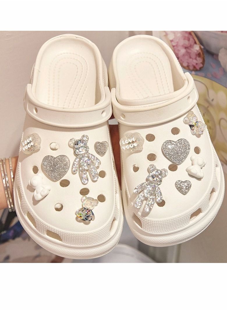 Y&D Shoe Decoration Charms 12 Pcs 3D Crocs Accessories for Shoes Charms Crystal Sparkly Bracelet Wristband Women Girl Nurse Buckle Party Favors Birthday Gifts  - Image 2