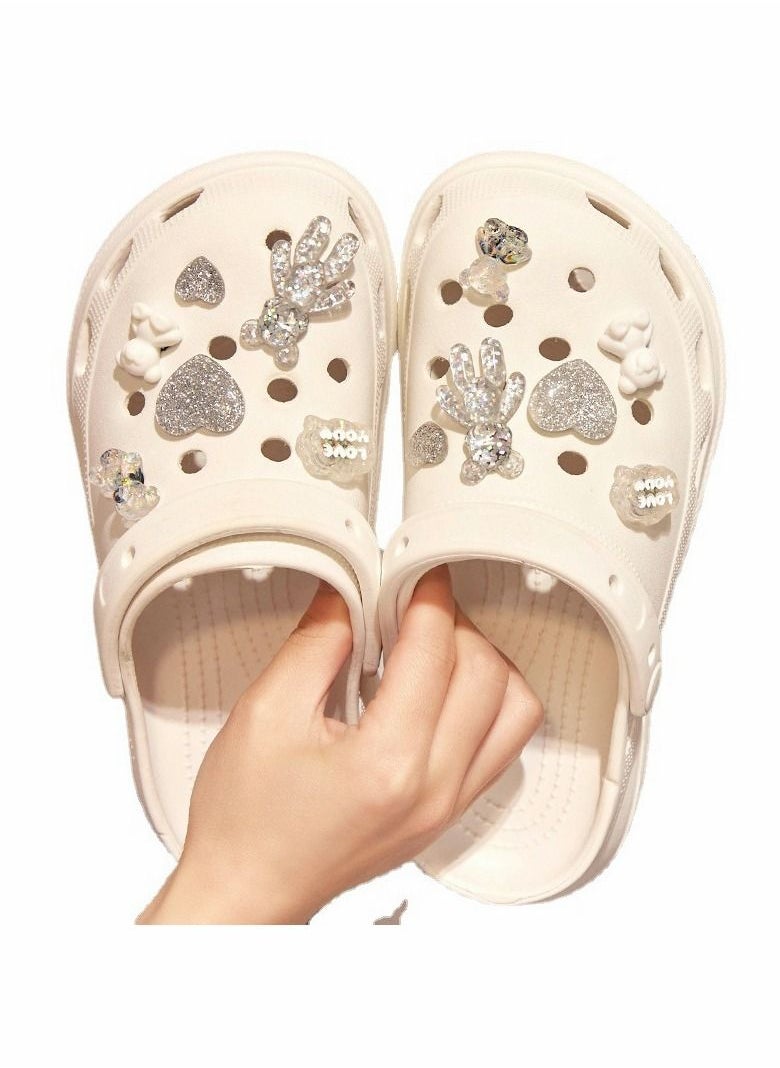 Y&D Shoe Decoration Charms 12 Pcs 3D Crocs Accessories for Shoes Charms Crystal Sparkly Bracelet Wristband Women Girl Nurse Buckle Party Favors Birthday Gifts  - Image 5