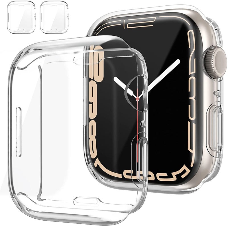AWH Apple Watch Series 7 45mm 2 Pack Hard PC Case with Screen Protector, Ultra-Thin PU Full Coverage, Clear - Image 3