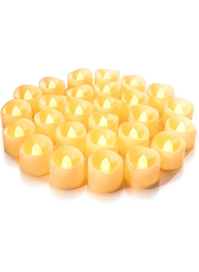 MOMENT 12 Pack Flameless Votive Candles, Flameless Flickering Electric Fake Candle, Battery Operated Led Tea Lights In Warm White For Wedding, Table, Halloween, Christmas, Party - Image 1
