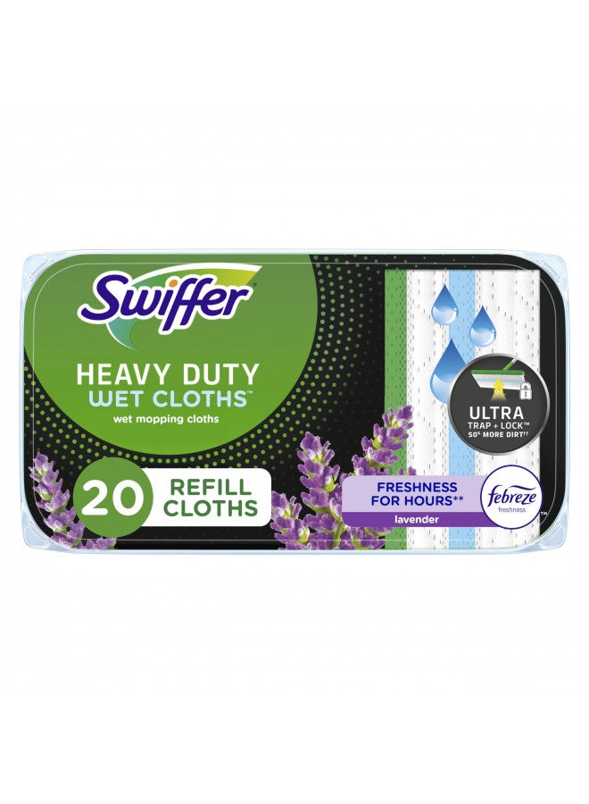 Swiffer Sweeper Heavy Duty Wet Mopping Cloths Multi Surface Refills, Lavender Scent, 20 count - Image 1